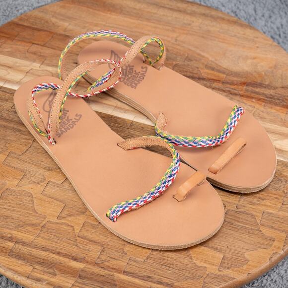Ancient Greek Sandals Apli Eleftheria Multi Color Flat Sandals Size 37 EU 6 US - Picture 1 of 6